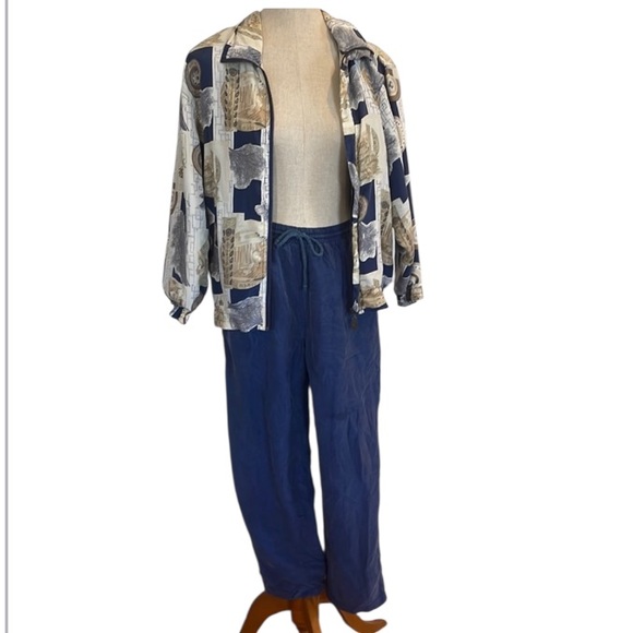 Fuda international tracksuit silk blue pants jacket S P